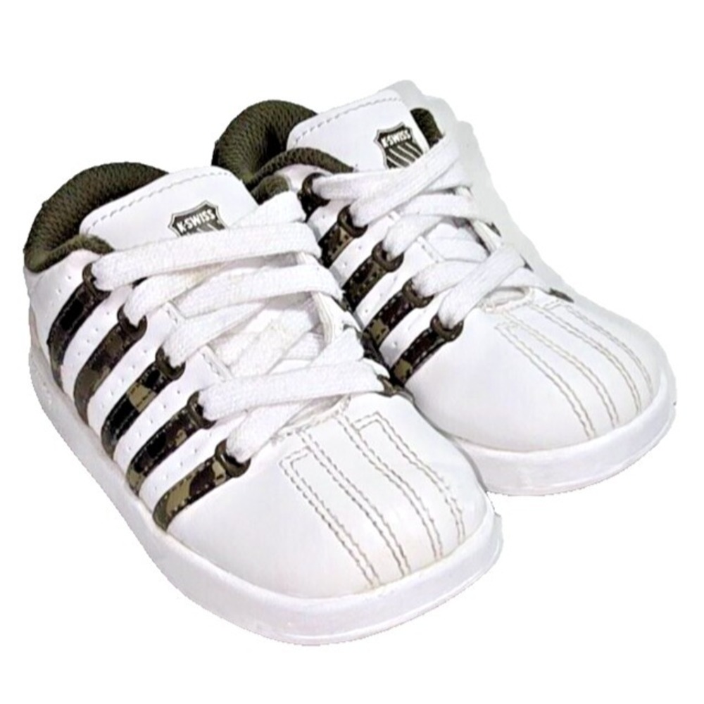 k swiss vn camo toddler sneakers size 7 white shoes camo stripes lace up kids